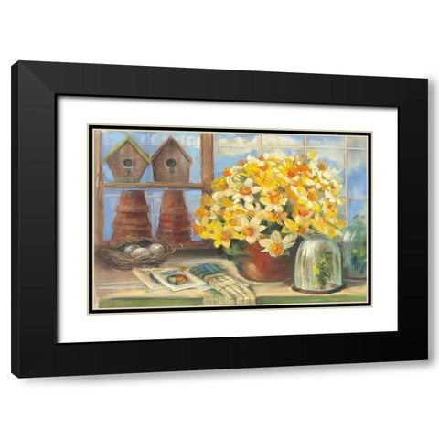 Daffodils in the Greenhouse Black Modern Wood Framed Art Print with Double Matting by Rowan, Carol