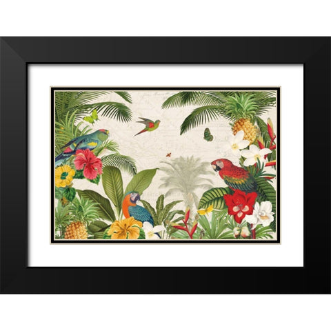Parrot Paradise I Black Modern Wood Framed Art Print with Double Matting by Pertiet, Katie