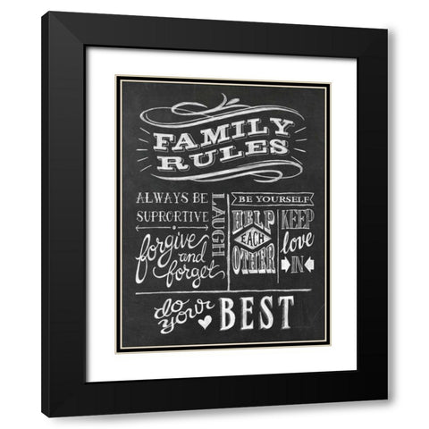 Family Rules I v2 Black Modern Wood Framed Art Print with Double Matting by Urban, Mary