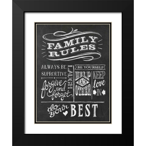 Family Rules I v2 Black Modern Wood Framed Art Print with Double Matting by Urban, Mary