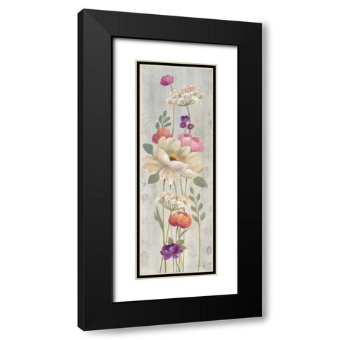 Retro Floral I Black Modern Wood Framed Art Print with Double Matting by Vassileva, Silvia