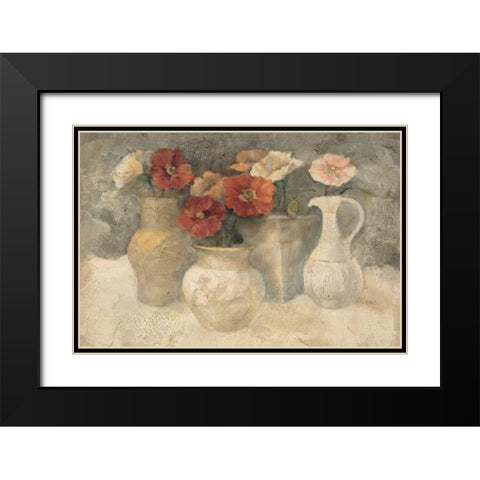 Poppies in White Black Modern Wood Framed Art Print with Double Matting by Hristova, Albena