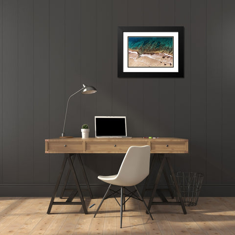 Sand and Sea Black Modern Wood Framed Art Print with Double Matting by Van Swearingen, Debra