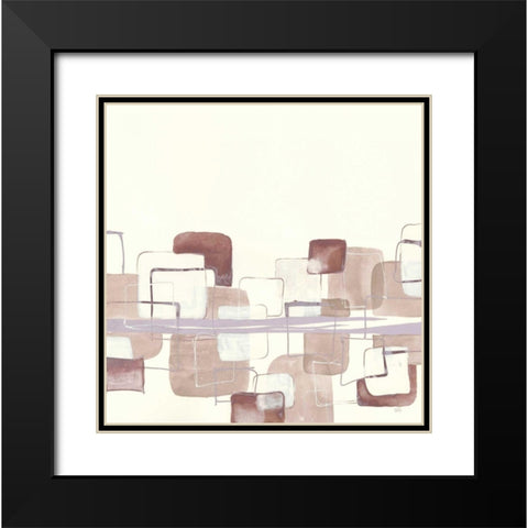Placid Boxes I Blush Black Modern Wood Framed Art Print with Double Matting by Paschke, Chris