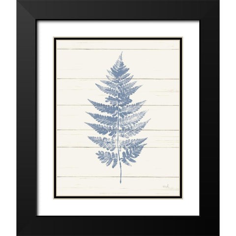 Fern Print I Blue Crop Black Modern Wood Framed Art Print with Double Matting by Hershey, Moira