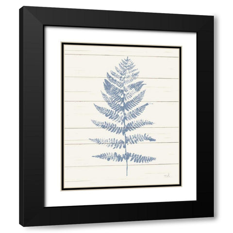 Fern Print II Blue Crop Black Modern Wood Framed Art Print with Double Matting by Hershey, Moira