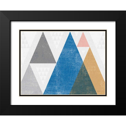 Mod Triangles I Gray Crop Black Modern Wood Framed Art Print with Double Matting by Mullan, Michael