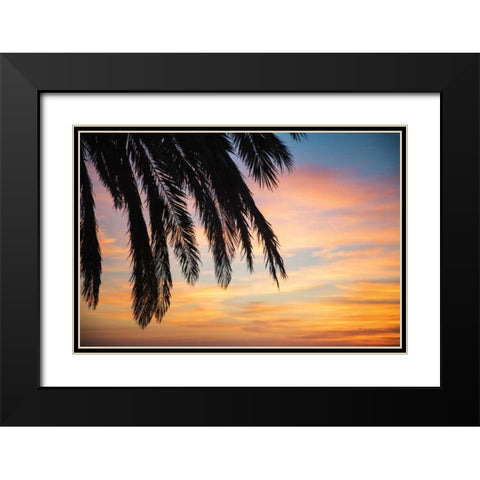 Sunset Palms I Black Modern Wood Framed Art Print with Double Matting by Marshall, Laura