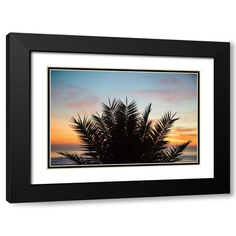 Sunset Palms II Black Modern Wood Framed Art Print with Double Matting by Marshall, Laura