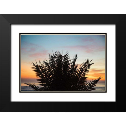 Sunset Palms II Black Modern Wood Framed Art Print with Double Matting by Marshall, Laura