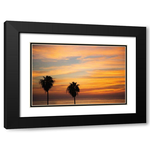 Sunset Palms III Black Modern Wood Framed Art Print with Double Matting by Marshall, Laura