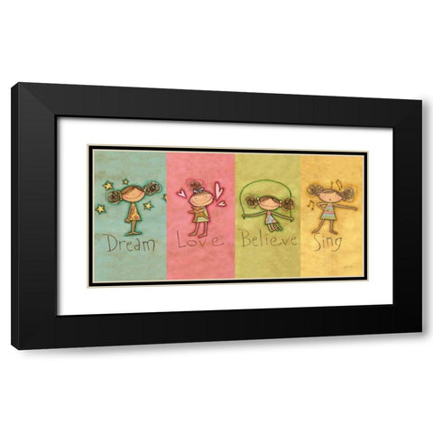 Dream Love Believe Sing Panel v2 Black Modern Wood Framed Art Print with Double Matting by Tavoletti, Anne