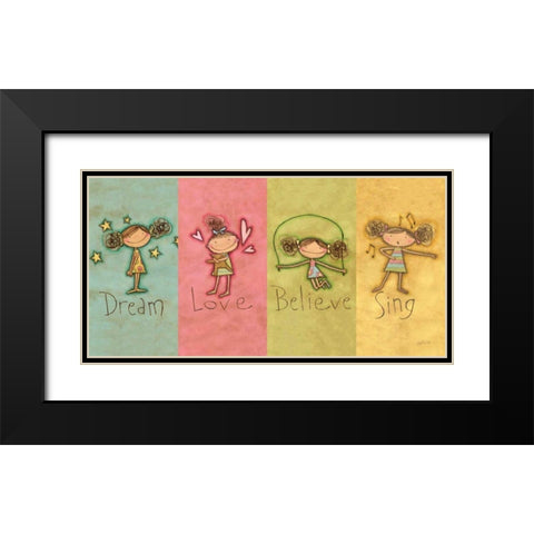 Dream Love Believe Sing Panel v2 Black Modern Wood Framed Art Print with Double Matting by Tavoletti, Anne
