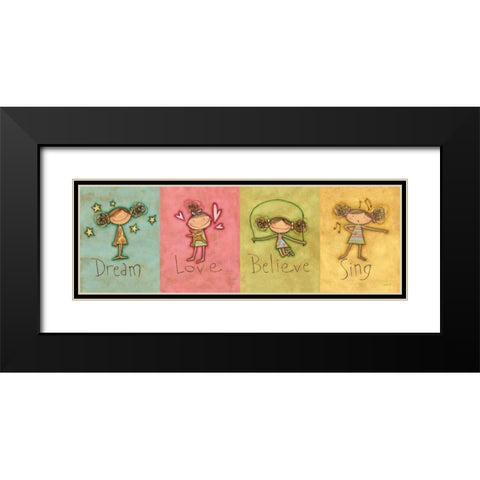 Dream Love Believe Sing Panel v3 Black Modern Wood Framed Art Print with Double Matting by Tavoletti, Anne