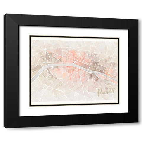 Watercolor Wanderlust Paris Blush Crop Black Modern Wood Framed Art Print with Double Matting by Marshall, Laura