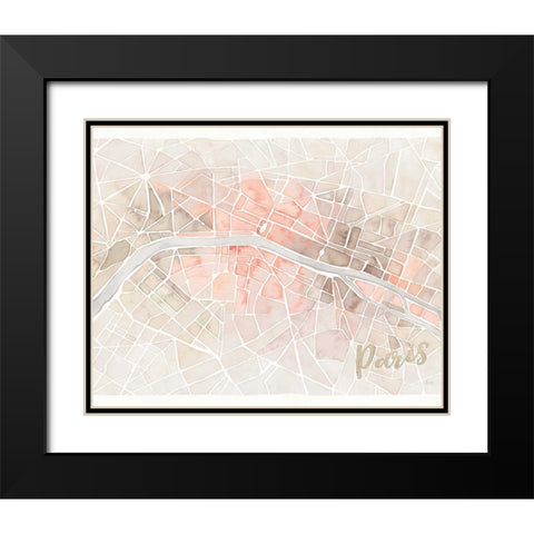 Watercolor Wanderlust Paris Blush Crop Black Modern Wood Framed Art Print with Double Matting by Marshall, Laura