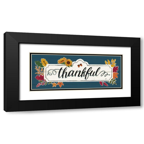 Thankful IV Blue Black Modern Wood Framed Art Print with Double Matting by Penner, Janelle