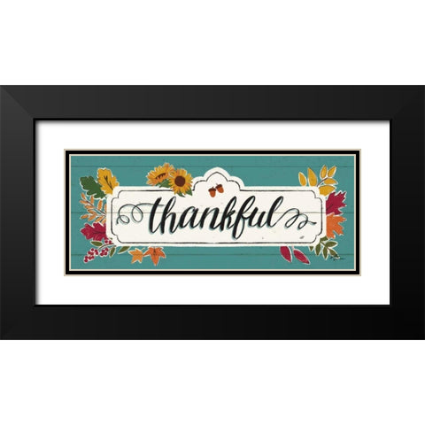 Thankful IV Turquoise Black Modern Wood Framed Art Print with Double Matting by Penner, Janelle
