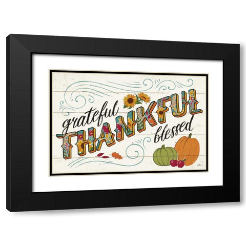 Thankful I White Black Modern Wood Framed Art Print with Double Matting by Penner, Janelle