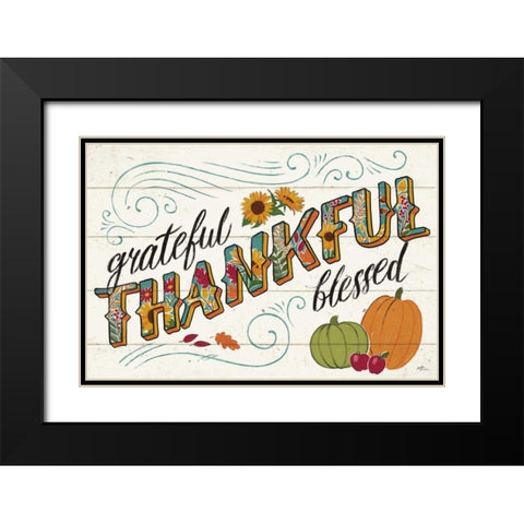 Thankful I White Black Modern Wood Framed Art Print with Double Matting by Penner, Janelle