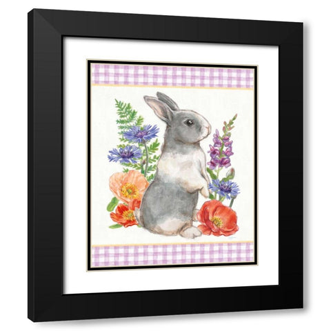 Sunny Bunny IV Checker Border Black Modern Wood Framed Art Print with Double Matting by Urban, Mary