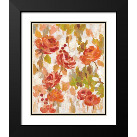 Red and Orange Brocade I Black Modern Wood Framed Art Print with Double Matting by Vassileva, Silvia