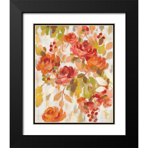 Red and Orange Brocade II Black Modern Wood Framed Art Print with Double Matting by Vassileva, Silvia