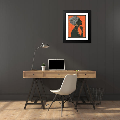 Graceful Majesty I Orange Black Modern Wood Framed Art Print with Double Matting by Adams, Emily
