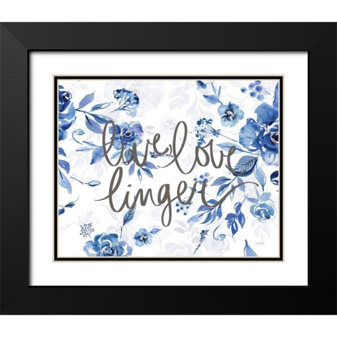 Delft Delight V Black Modern Wood Framed Art Print with Double Matting by Rice, Kristy