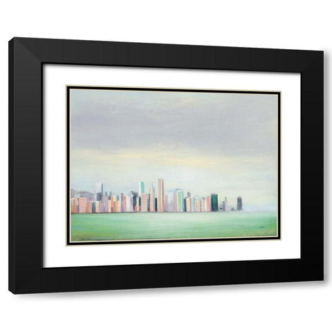 New York Skyline Black Modern Wood Framed Art Print with Double Matting by Purinton, Julia