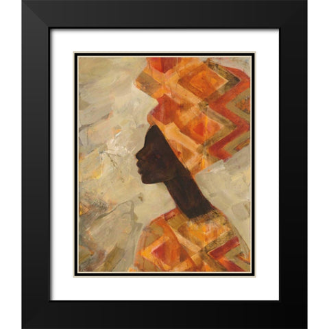 African Beauty II Black Modern Wood Framed Art Print with Double Matting by Hristova, Albena