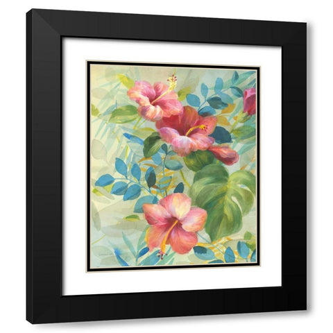 Hibiscus Garden II Black Modern Wood Framed Art Print with Double Matting by Nai, Danhui