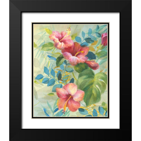 Hibiscus Garden II Black Modern Wood Framed Art Print with Double Matting by Nai, Danhui