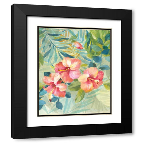 Hibiscus Garden III Black Modern Wood Framed Art Print with Double Matting by Nai, Danhui