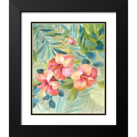 Hibiscus Garden III Black Modern Wood Framed Art Print with Double Matting by Nai, Danhui