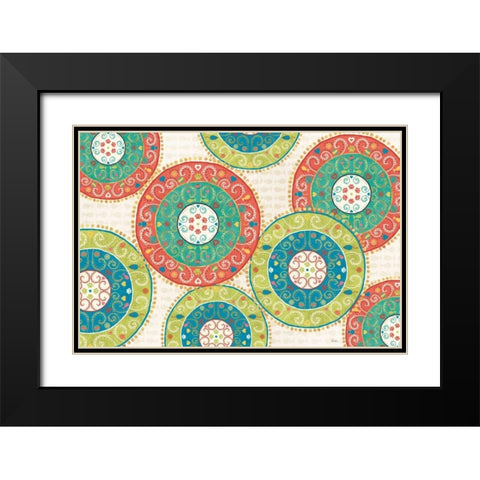 Otomi Cats VI Black Modern Wood Framed Art Print with Double Matting by Charron, Veronique
