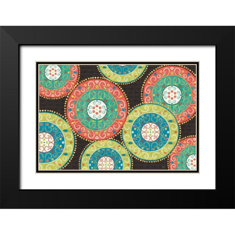 Otomi Cats VI Dark Black Modern Wood Framed Art Print with Double Matting by Charron, Veronique
