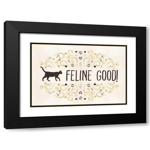 Otomi Cats I Neutral Black Modern Wood Framed Art Print with Double Matting by Charron, Veronique