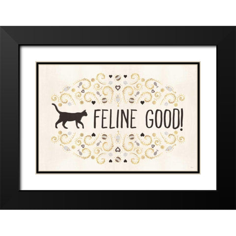 Otomi Cats I Neutral Black Modern Wood Framed Art Print with Double Matting by Charron, Veronique