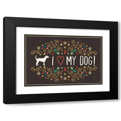 Otomi Dogs I Dark Black Modern Wood Framed Art Print with Double Matting by Charron, Veronique