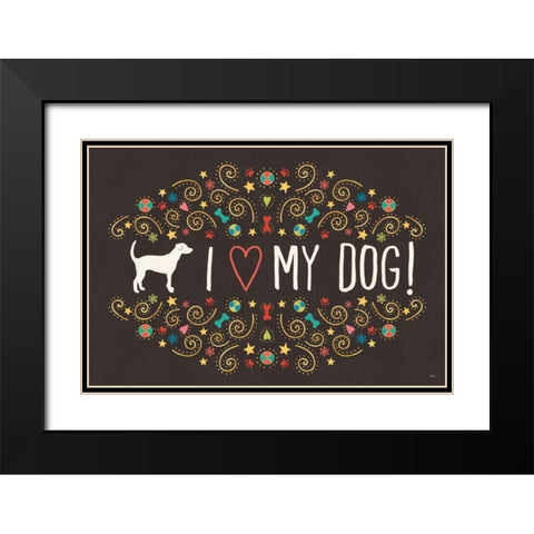 Otomi Dogs I Dark Black Modern Wood Framed Art Print with Double Matting by Charron, Veronique