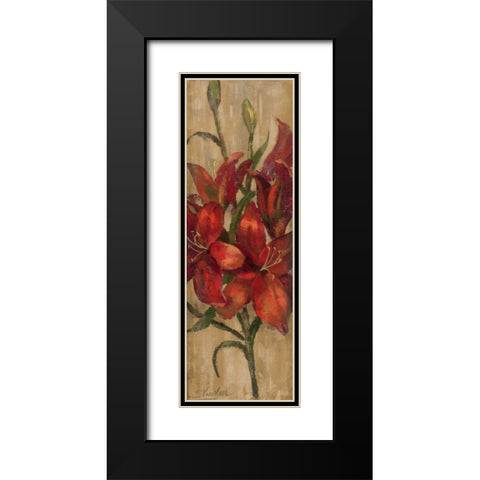 Vivid Red Lily on Gold Black Modern Wood Framed Art Print with Double Matting by Vassileva, Silvia