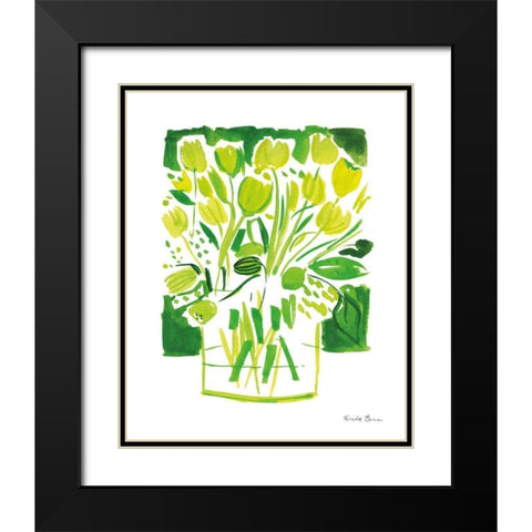 Lemon Green Tulips I Black Modern Wood Framed Art Print with Double Matting by Zaman, Farida