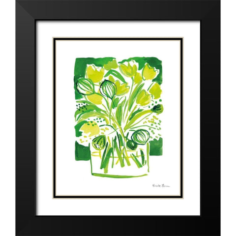 Lemon Green Tulips II Black Modern Wood Framed Art Print with Double Matting by Zaman, Farida