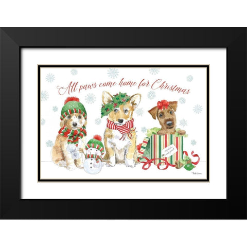 Holiday Paws I Black Modern Wood Framed Art Print with Double Matting by Grove, Beth
