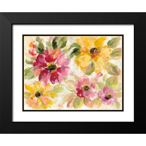 Floral Radiance Black Modern Wood Framed Art Print with Double Matting by Vassileva, Silvia