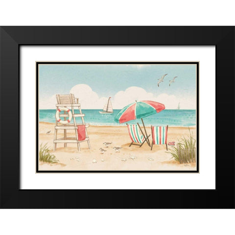 Beach Time I Black Modern Wood Framed Art Print with Double Matting by Penner, Janelle