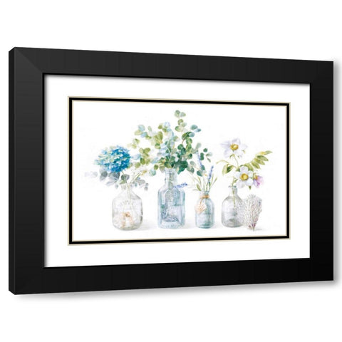 Beach Flowers I Black Modern Wood Framed Art Print with Double Matting by Nai, Danhui