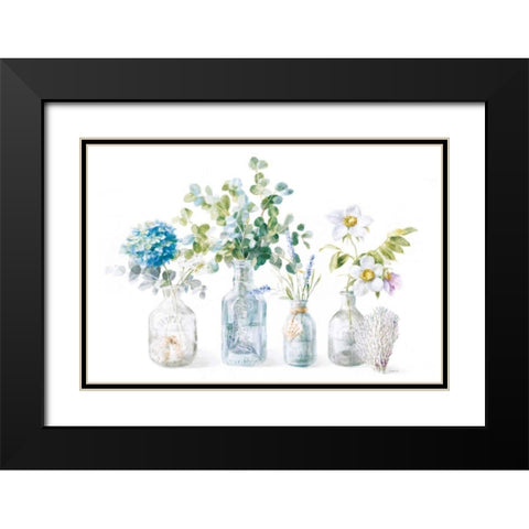 Beach Flowers I Black Modern Wood Framed Art Print with Double Matting by Nai, Danhui