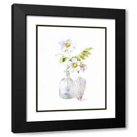 Beach Flowers II Black Modern Wood Framed Art Print with Double Matting by Nai, Danhui